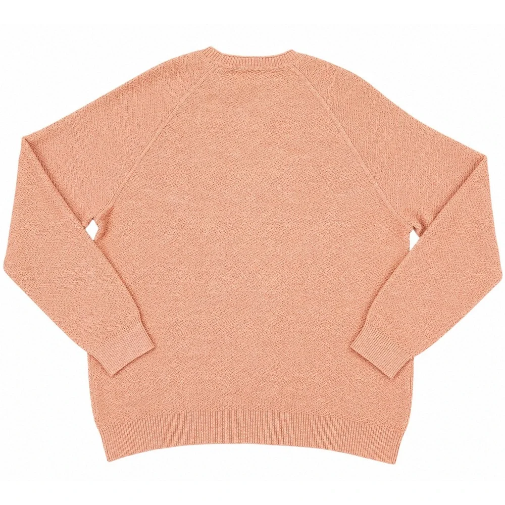 Tommy Bahama Soundscape Crew Sweater Men's Large Coral Orange Herringbone NWT